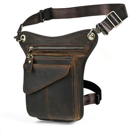 Herren Beintasche aus Canvas und Leder, Motorrad, Outdoor, Braun (1/5)
