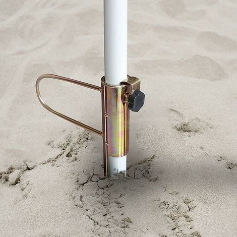 Sonnenschirmständer aus Metall, windfester, verstellbarer Sonnenschirmständer aus Metall zur Befestigung an einem Erdspieß (1/5)