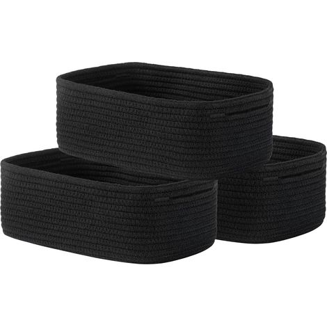Petits paniers de rangement tressés, 30,5 x 20,3 x 11,4 cm, lot de 3 Paniers pour étagères, rangement de jouets et décoration intérieure, parfaits comme paniers cadeaux vides pour les fêtes, noirs (1/5)