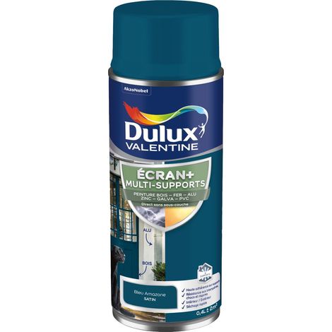 ECRAN+ MULTI-SUPPORTS EXTERIEURE - Peinture en Phase Aqueuse Éxtérieur - Satin Bleu Amazone aérosol 400 ml - Dulux Valentine