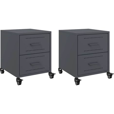 Maison Exclusive - Nachttische 2 Stk. Anthrazit 36x39x43,5 cm Sta