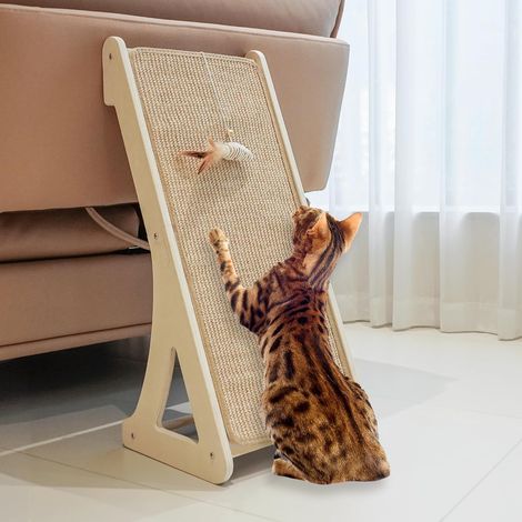 Arbre à Chat en Sisal en Forme de L, Griffoir pour Chat, Protecteur de Meubles Muraux de 68 cm avec Jouet Souris (1/5)