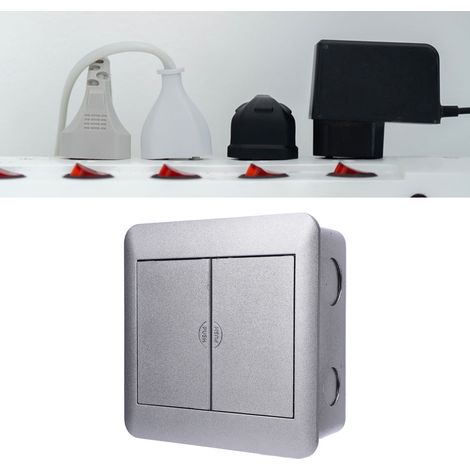 Boîtier de prise de sol encastré argenté à double porte, quatre prises multifonctions à trois trous, 4000 W, 250 V (1/5)