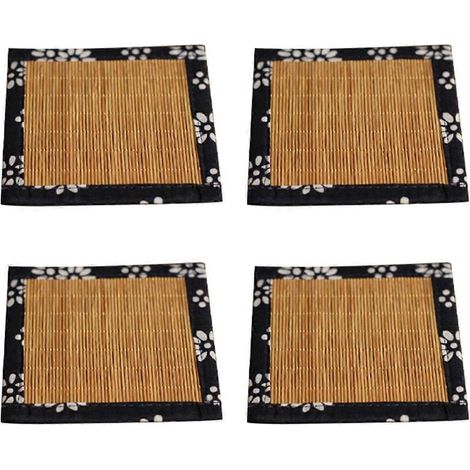 Dessous de verre en bambou, dessous de tasse en rotin, tapis à sushi en bambou, dessous de table pour boissons (1/4)