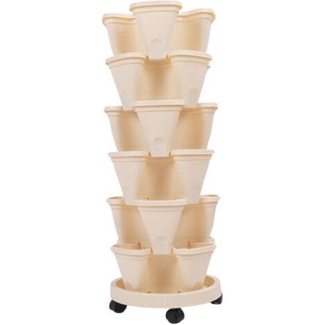 Pot de fleurs empilable, multicouche, imperméable, peu encombrant, stable, pour jardin vertical, idéal pour la maison et le balcon (1/4)