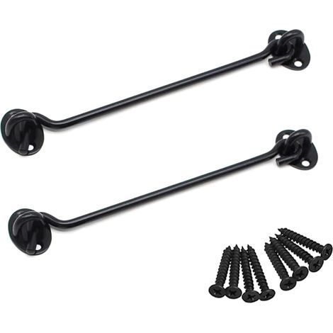 Pièces Crochet de Cabine Oeil Porte Loquet en Acier Inoxydable avec Vis 8 Pouces pour Les Portes de Garage de Porte de Hangar - Noir (1/5)