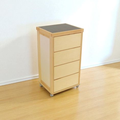 Carrello salvaspazio in legno faggio con cassetti LANDHELL Naturale (1/3)