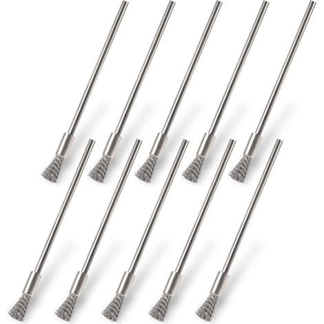 10 Stück Edelstahl-Drahtbürste für Bohrer, kleine Stahldrahtbürste 3 mm Bohrdrahtbürste zum Reinigen von Rost, Korrosion, Schmutz, Farbe (1/4)