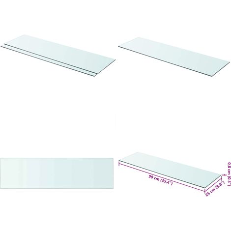 Panneaux d'étagère 2 pcs Verre Transparent 90 x 25 cm - Etagere Murale - Étagère Transparente - Étagère Verre Trempé - Décoration Murale - Rangement Mural - Home & Living (1/5)