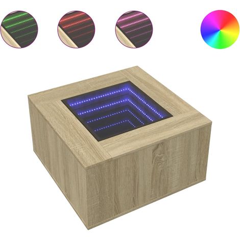Tavolino da salotto dal design moderno con LED 60 x 60 x 40 cm in legno ingegnerizzato e vetro DEC037417