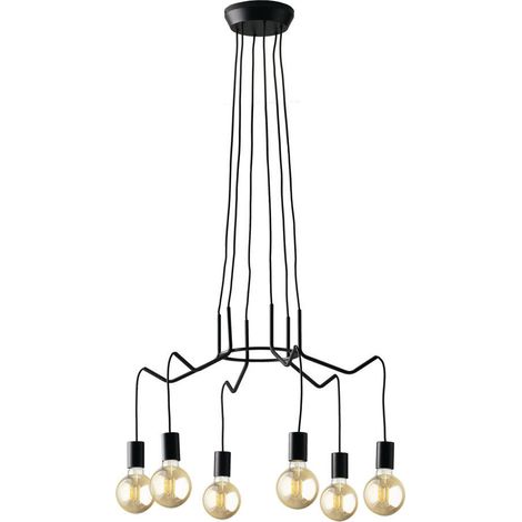 6 flammiger LED Kronleuchter Ø66cm Schwarz - minimalistisch moderne Spinnenlampe (1/3)