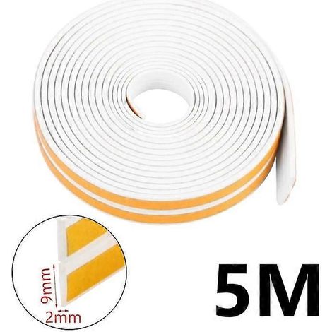 Bande d'étanchéité autocollante EPDM de 5 m pour portes et fenêtres, coupe-vent et anti-collision. (1/5)