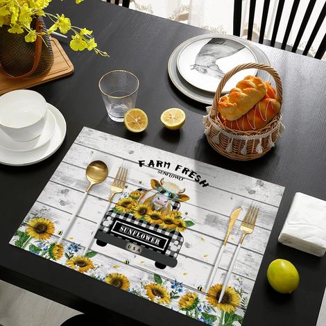 Creative Car Series Placemats - Hotel Restaurant Placemats, Home Use, Leather, Non-slip, Waterproof, Heat Insulating Table Mats - Car Series - 9 - Leather Color Print 3045CM