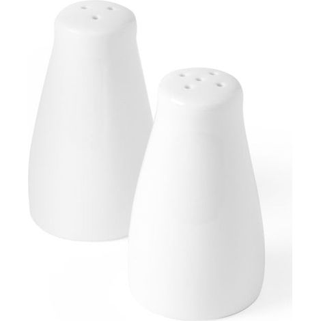 Set Salière et Poivrière en Porcelaine Blanche, Ensemble de 2 Pièces, Outils de Cuisine pour Servir le Sel et le Poivre, Ø42x(H)80mm
