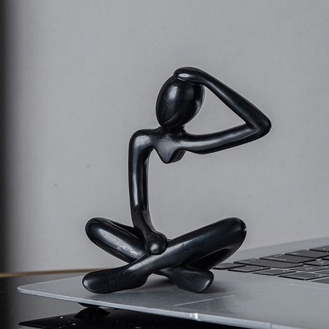 Figurine Abstraite - Sculpture En Plastique Noir - Décoration De Table - 14 x 10,9 x 6 cm - Pour Salon Ou Bureau - 1 Pièce (1/5)