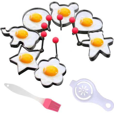 Moule à Oeuf - 7 Pièces - Acier Inoxydable - Formes Variées - Cuisson Petit Déjeuner - Avec Poignée (1/5)