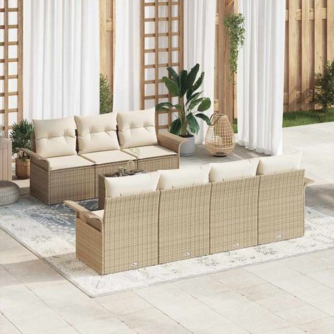 Set Divano da Giardino 8 pz Beige polyrattan vidaXL (1/5)