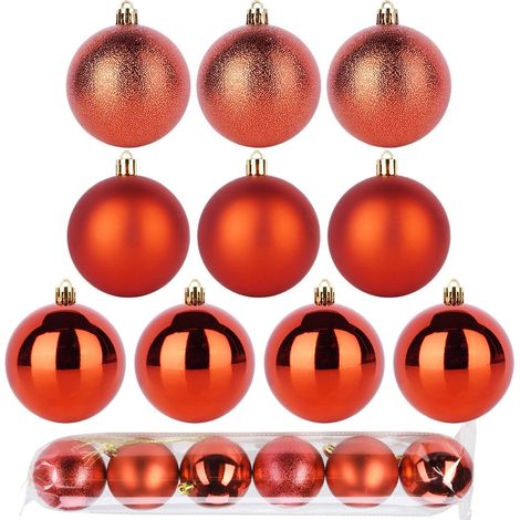 Unzerbrechliche rote Weihnachtskugeln, 7 cm, 6er-Set