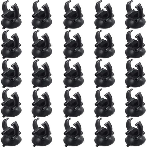 25 Pièces Aquarium Ventouse Porte-Tube, Support De Ventouse D'aquarium, Aquarium Sucker Réservoir De Poissons Ventouse Clip en Plastique PVC Noir