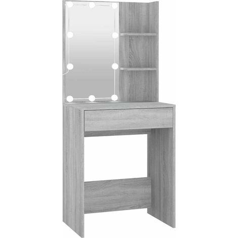 Coiffeuse avec LED sonoma gris 60x40x140 cm