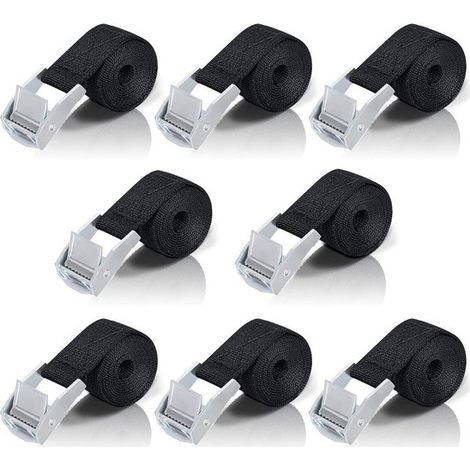 Sangles d'arrimage noires en largeur 20 mm, sangles de fixation robustes pour sécuriser et maintenir les charges pendant le transport (1/5)