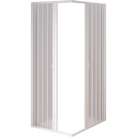 Forte – Cabine de douche 80x80 cm – Parois pliantes en PVC blanc – Hauteur 185 cm – Système de fixation inoxydable – Réductible jusqu'à 60x60 cm (1/3)