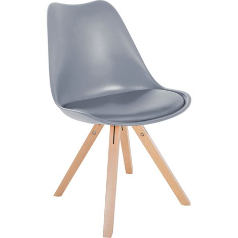 Silla de salón Sofía en polipiel y plástico Gris Natural (cuadrado)