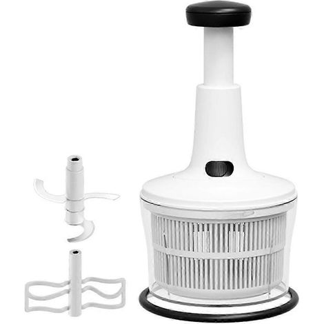 Robot culinaire manuel 3 en 1 - Appareil à salsa, hachoir manuel et essoreuse à salade avec lames en acier inoxydable, ABS sans BPA, design compact (1/5)