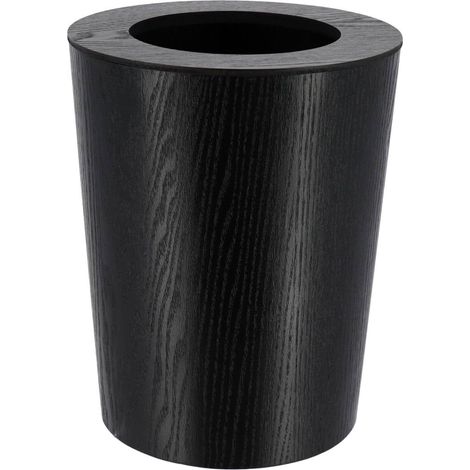 Cestino in legno effetto rovere da 9 l - nero - Tendance
