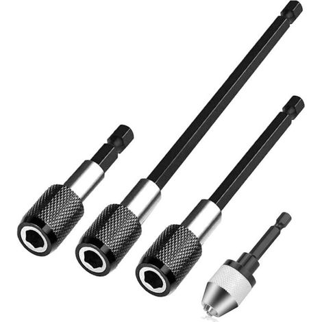 Lot de 3 Rallonges Porte-Embouts Magnétiques Hexagonales 1/4" 60/100/150mm avec Mandrin Rapide pour Perceuse et Tournevis (1/5)