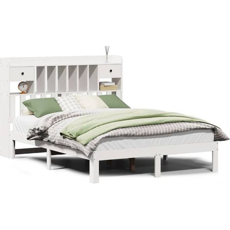 Maison Exclusive - Letto Libreria senza Materasso Bianco 140x190 cm Legno di Pino