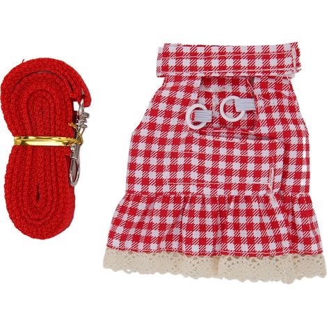 Ensemble de harnais et laisse pour lapin, robe de lapin réglable, douce et confortable avec corde de traction pour petits animaux, marche quotidienne, S Plaid rouge (1/5)