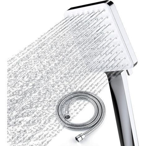 Pommeau de douche haute pression avec tuyau de 1,5 m - 6 modes de pulvérisation - Chrome (1/5)