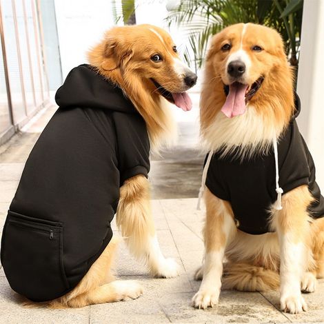 Hoodie Chien - Polyester Doux et Respirant - Trou pour Laisse et Poche Arrière - Pour Chiens de Grande Taille - XL à 5XL (1/4)