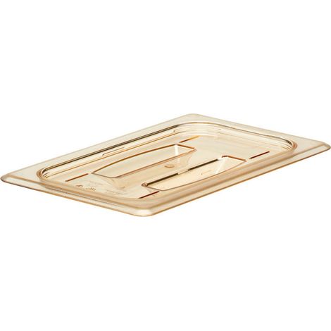 Couvercle avec poignée GN 1/4 - Haute température - 16.2 x 26.5 cm - Ambre - Lot de 6 - Cambro