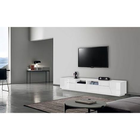 Porta TV mobile moderno bianco 4 sportelli, 2 cassetti - Alien (1/4)