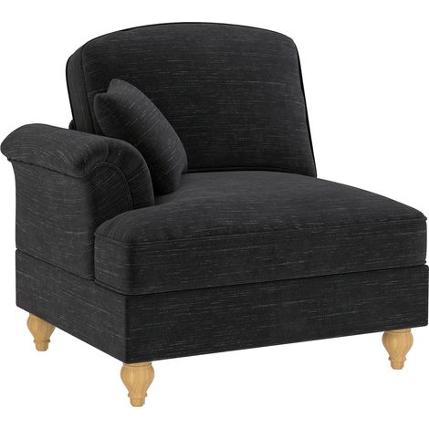 Sofá individual de chenilla negra con 1 cojín y faldón volante extraíble, OKWISH (1/2)