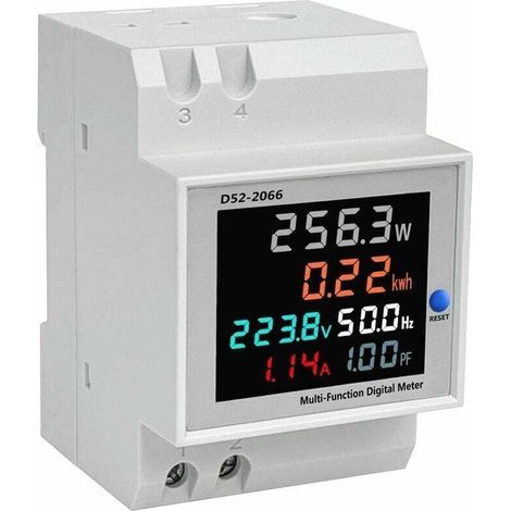 Affichage de la consommation électrique D52-2066 Compteur d'électricité phase domestique compteur d'énergie intelligent type de rail de guidage 220V tension courant puissance fréquence facteur compteu (1/4)