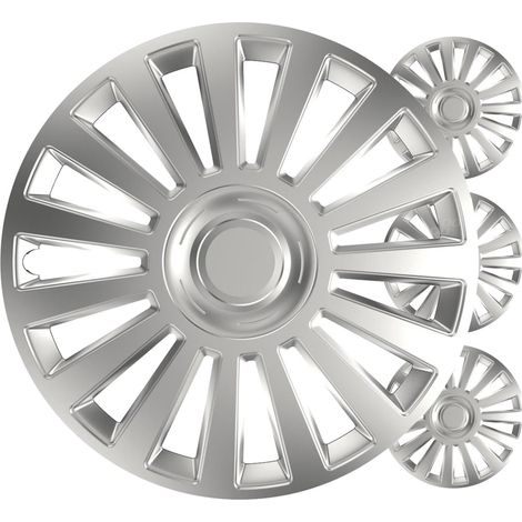 4-teiliges Set Auto-Radkappen, Luxus-Silber, 15 Zoll, Farbe: Box (1/4)