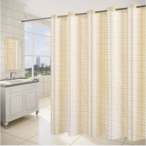 180 x 200cm Rideau de Douche avec 12 Crochets Séchage Rapide(Jaune), Tissu Polyester Imperméable Lavable en Machine, Rideaux Salle de Bain (1/5)