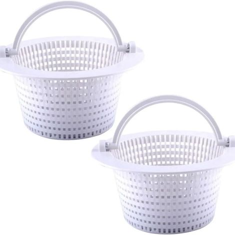 Panier rond pour écumoires de piscine hors-sol, avec poignée pour une extraction facile, lot de 2 - 16 cm de diamètre - Blanc (1/4)