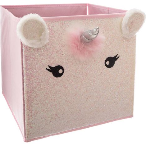 CAJA DE ALMACENAMIENTO INFANTIL UNICORNIO COLOR ROSA - 29 x 39,5 x 29cm (1/3)