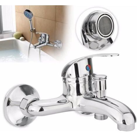 Robinet Mitigeur Mural - Lavabo Evier - Alliage de Zinc Chrome - Fixation Murale - 1 Pièce