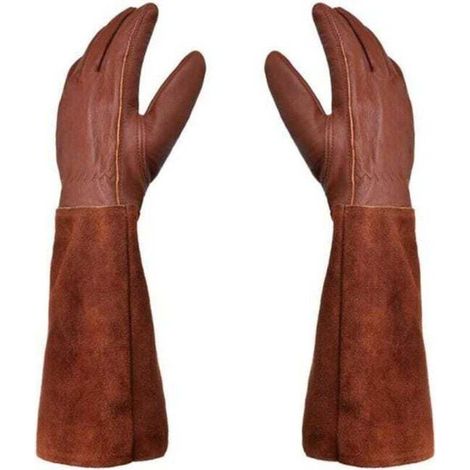 Gants de jardinage unisexes - Paire de Gants de Jardinage - Protection Cuir - Gants de Jardinage pour les Épines et Ronces et Gants de Travail--Marron--M