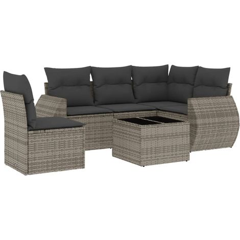 Maison Exclusive - 6-tlg. Garten-Sofagarnitur mit Kissen Grau Pol
