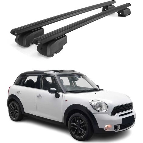 OMAC Aluminium Dachträger Querträger für Mini Countryman R60 2010-2016 – City Crash – ISO/PAS 11154:2006 – Abschließbar – Max. 75 kg – 2 Stangen Schwarz (1/5)