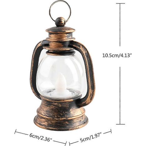 Lampe à pétrole rétro vintage, mini lanterne suspendue portable avec éclairage LED pour extérieur, type bronze B (1/4)