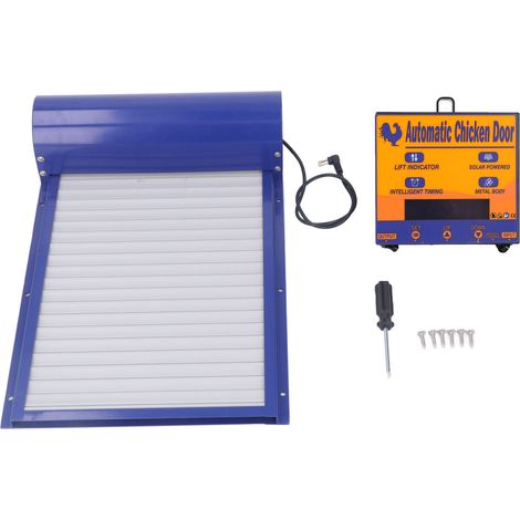 Porte automatique de poulailler avec minuterie et rideau roulant, idéale pour canards et oies. (1/5)