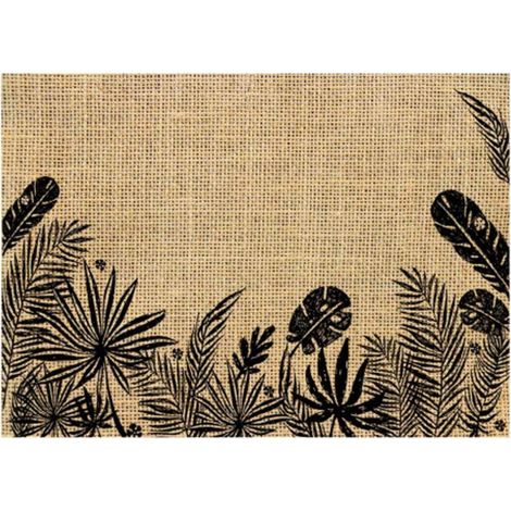 Set de table en toile de jute feuilles noires