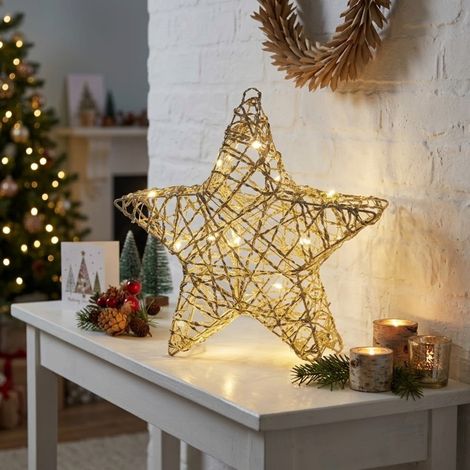 Gold Weave Christmas LED Star Decoration (1/2)